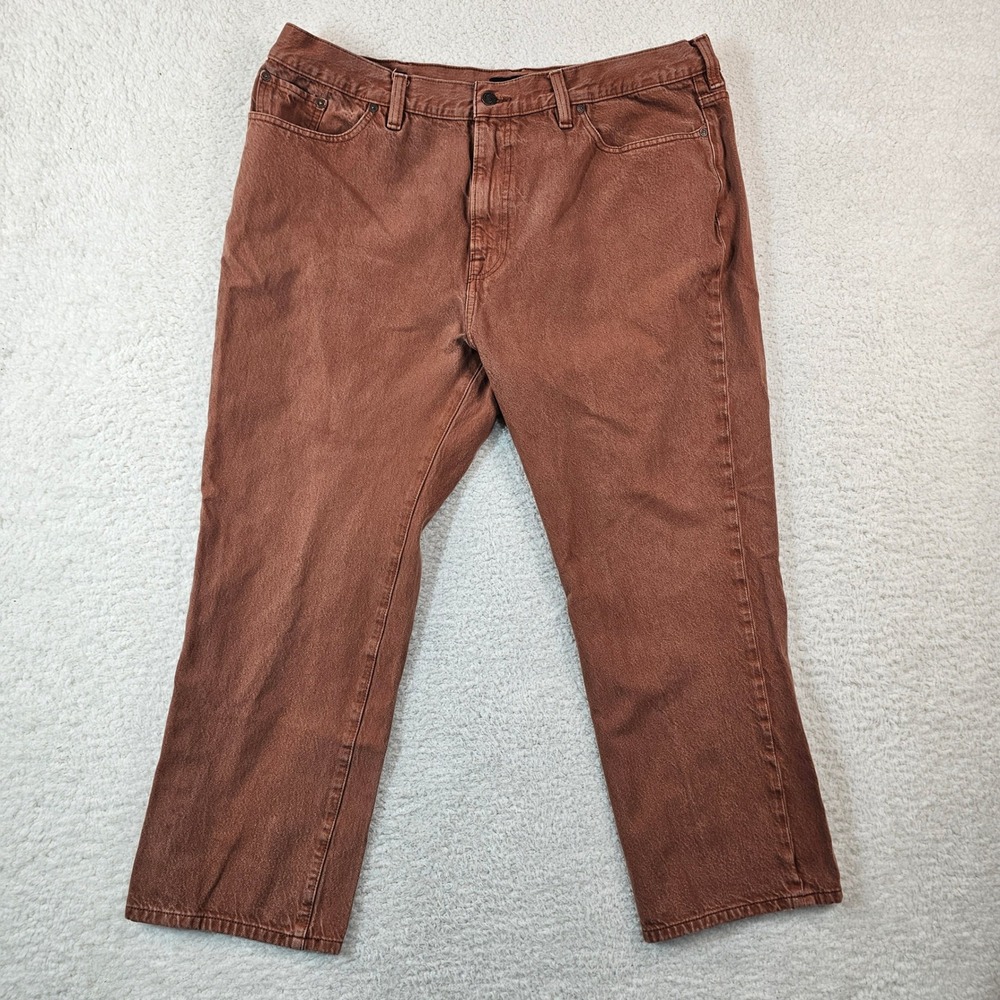 Lucky Brand Athletic Taper Jeans Mens 42x30 Burnt Orange Denim Pants 7Y12626